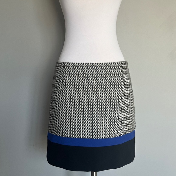Tibi Mini Geometric Color block Houndstooth Black White Casual Career Skirt 4 S - Picture 7 of 13